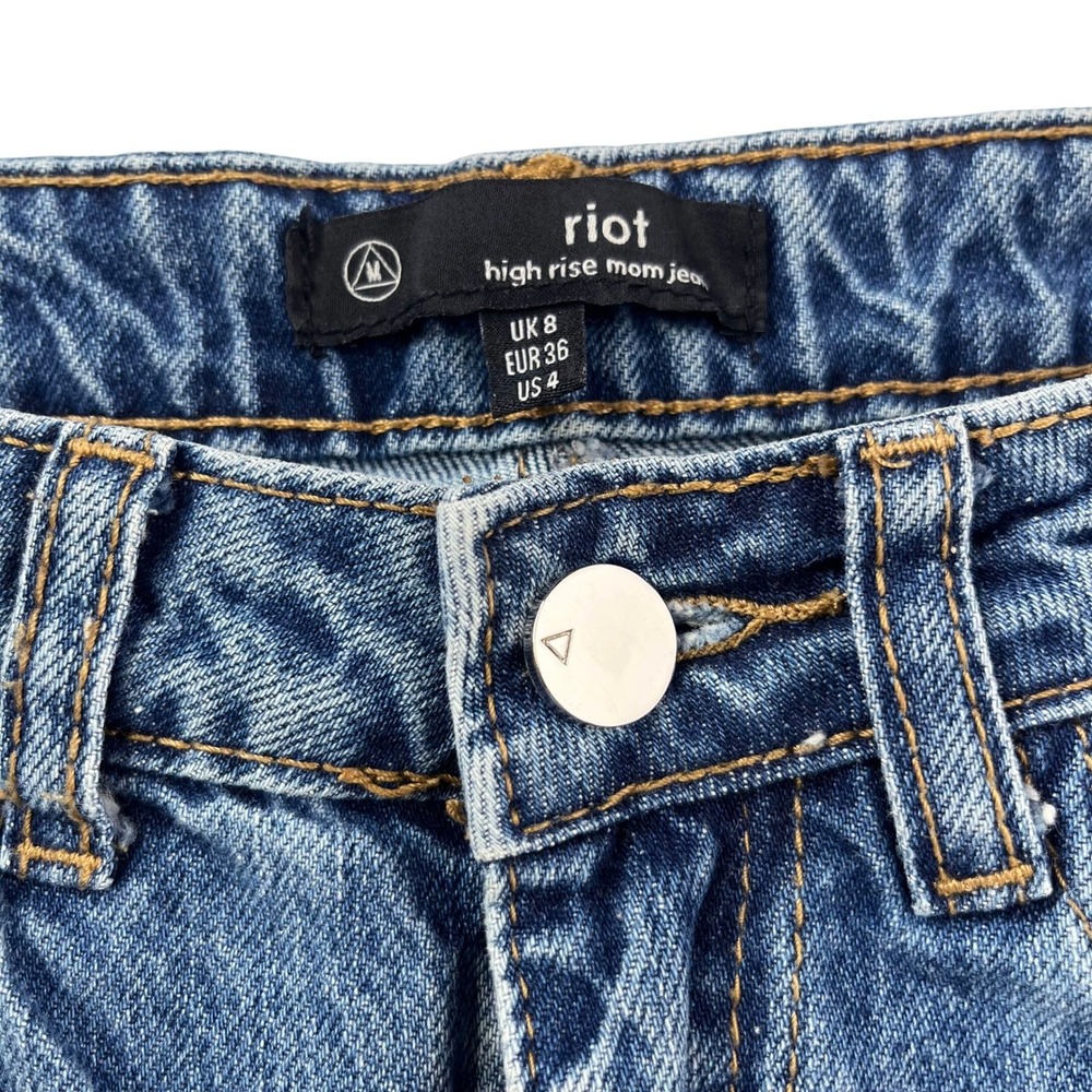 Riot High Rise Womens Distressed Mom Jeans, Riot Heavily Ripped Womens 629 - Picture 6 of 10